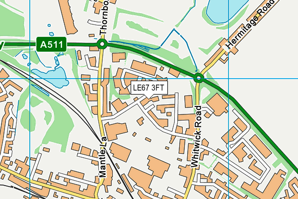 LE67 3FT map - OS VectorMap District (Ordnance Survey)