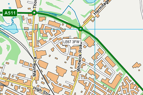 LE67 3FW map - OS VectorMap District (Ordnance Survey)