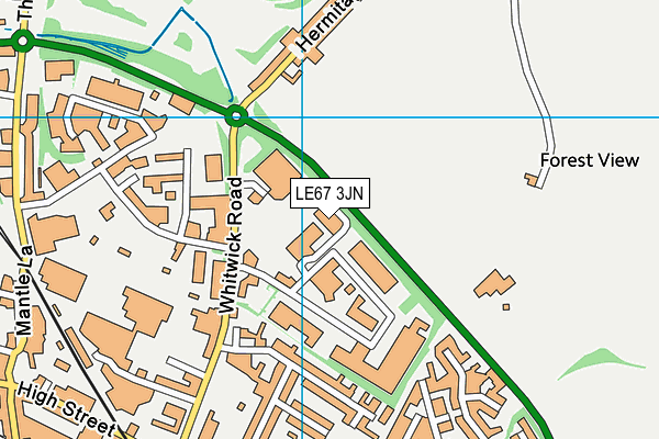 LE67 3JN map - OS VectorMap District (Ordnance Survey)