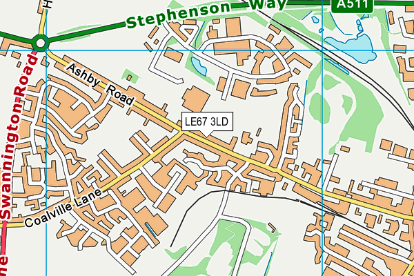 LE67 3LD map - OS VectorMap District (Ordnance Survey)