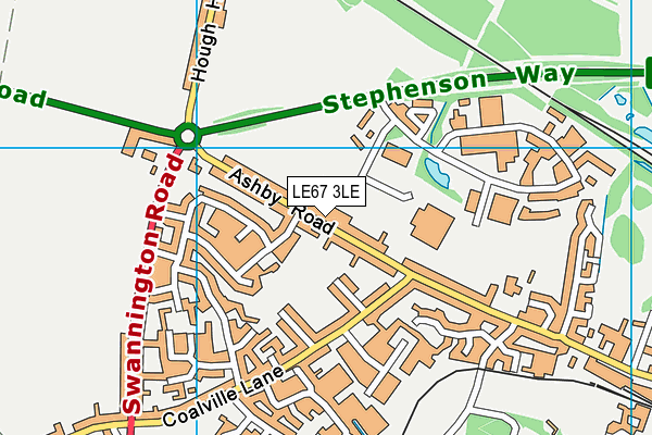 LE67 3LE map - OS VectorMap District (Ordnance Survey)