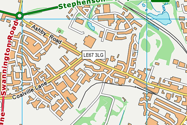 LE67 3LG map - OS VectorMap District (Ordnance Survey)
