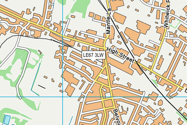 LE67 3LW map - OS VectorMap District (Ordnance Survey)