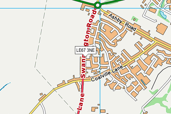 LE67 3NE map - OS VectorMap District (Ordnance Survey)