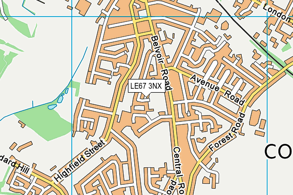 LE67 3NX map - OS VectorMap District (Ordnance Survey)