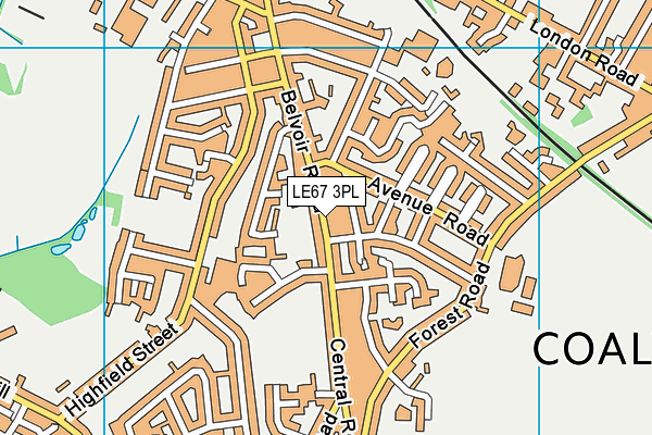LE67 3PL map - OS VectorMap District (Ordnance Survey)