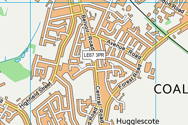 LE67 3PR map - OS VectorMap District (Ordnance Survey)