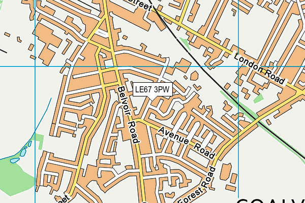 LE67 3PW map - OS VectorMap District (Ordnance Survey)