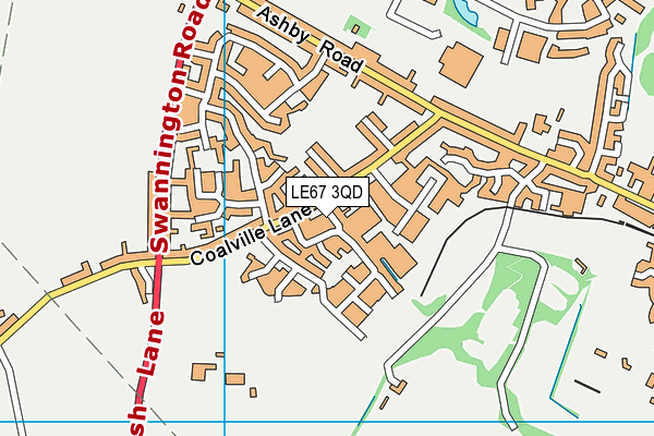 LE67 3QD map - OS VectorMap District (Ordnance Survey)