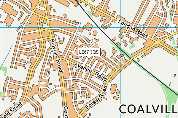 LE67 3QS map - OS VectorMap District (Ordnance Survey)