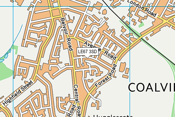 LE67 3SD map - OS VectorMap District (Ordnance Survey)
