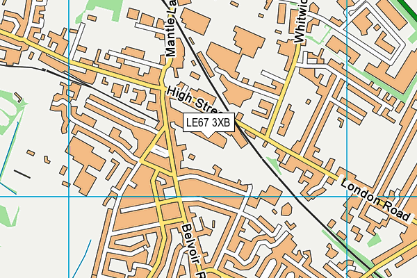 LE67 3XB map - OS VectorMap District (Ordnance Survey)