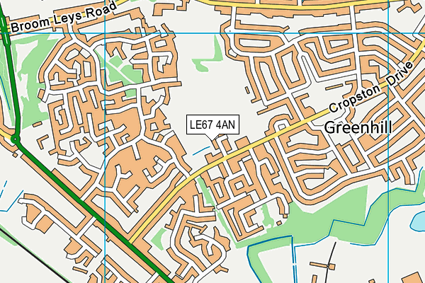 LE67 4AN map - OS VectorMap District (Ordnance Survey)