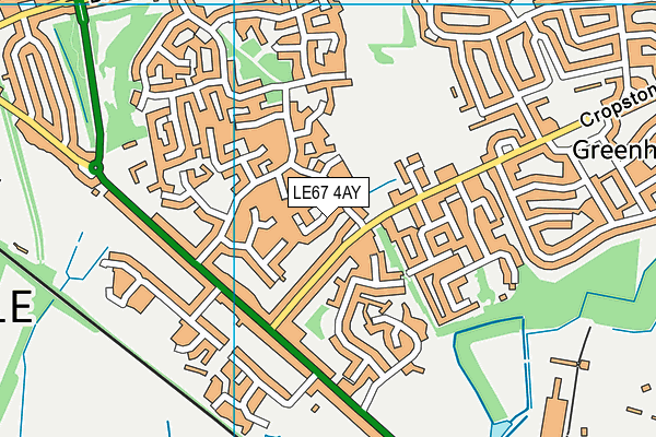 LE67 4AY map - OS VectorMap District (Ordnance Survey)