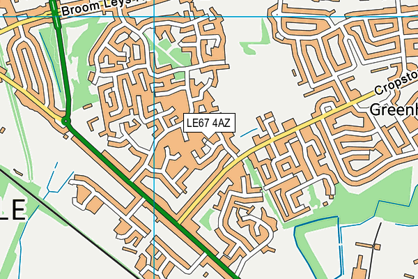 LE67 4AZ map - OS VectorMap District (Ordnance Survey)