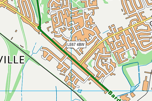 LE67 4BW map - OS VectorMap District (Ordnance Survey)