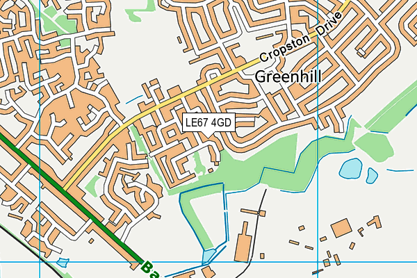 LE67 4GD map - OS VectorMap District (Ordnance Survey)