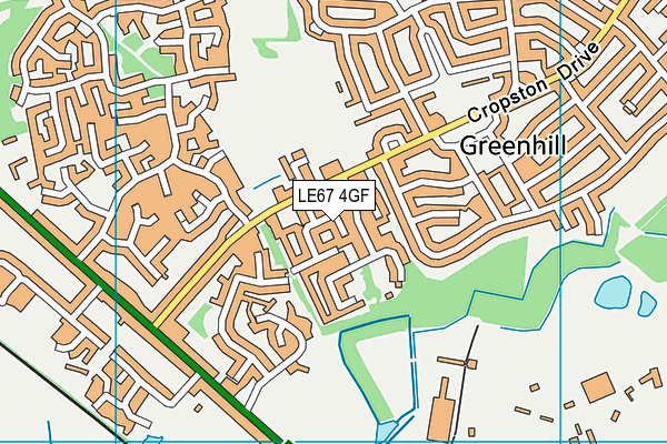 LE67 4GF map - OS VectorMap District (Ordnance Survey)