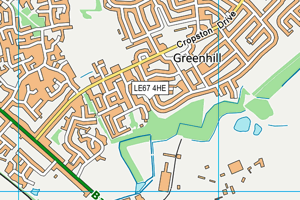 LE67 4HE map - OS VectorMap District (Ordnance Survey)