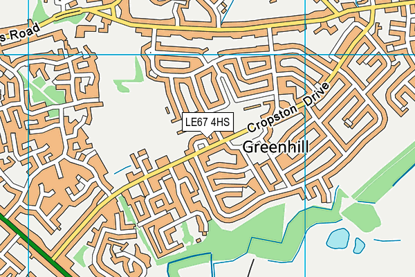 Greenhill Recreation Ground map (LE67 4HS) - OS VectorMap District (Ordnance Survey)