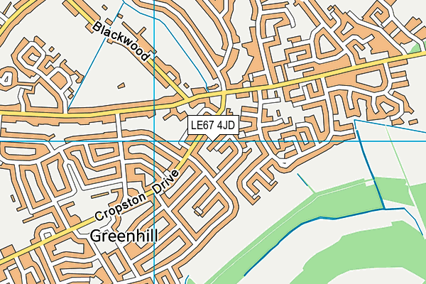 LE67 4JD map - OS VectorMap District (Ordnance Survey)