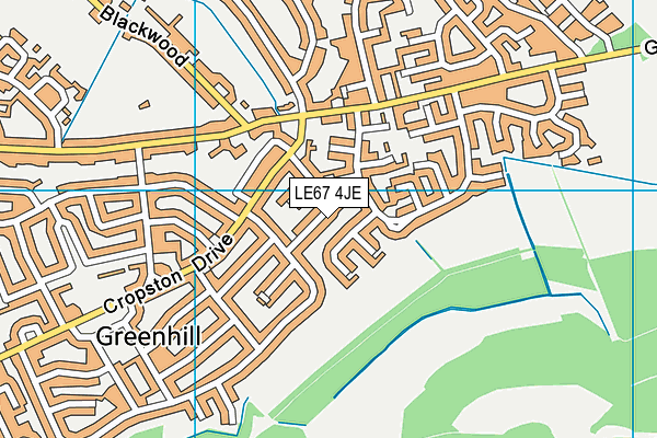 LE67 4JE map - OS VectorMap District (Ordnance Survey)