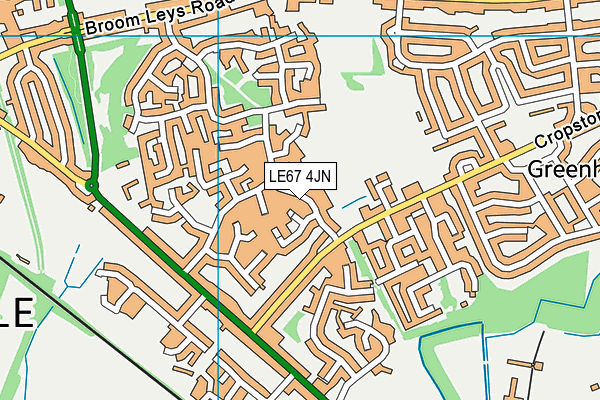 LE67 4JN map - OS VectorMap District (Ordnance Survey)