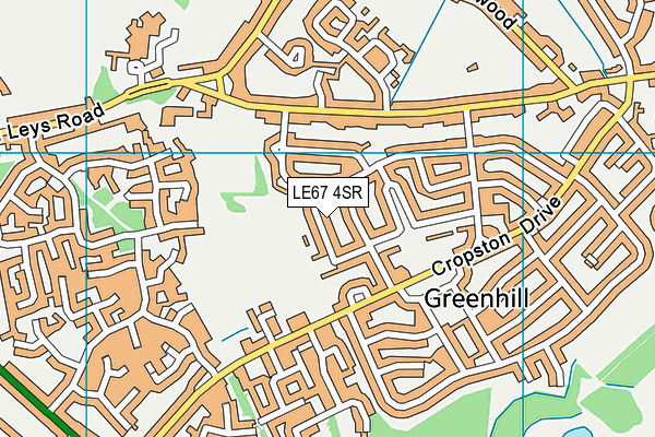 LE67 4SR map - OS VectorMap District (Ordnance Survey)