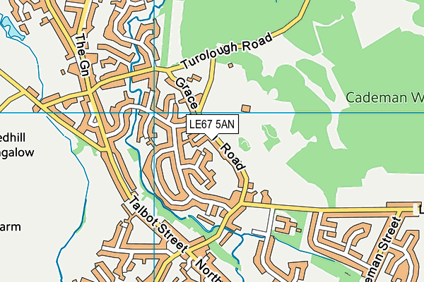 LE67 5AN map - OS VectorMap District (Ordnance Survey)
