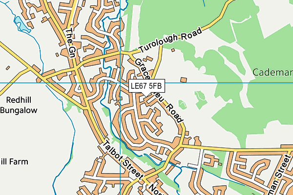 LE67 5FB map - OS VectorMap District (Ordnance Survey)