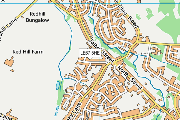 LE67 5HE map - OS VectorMap District (Ordnance Survey)
