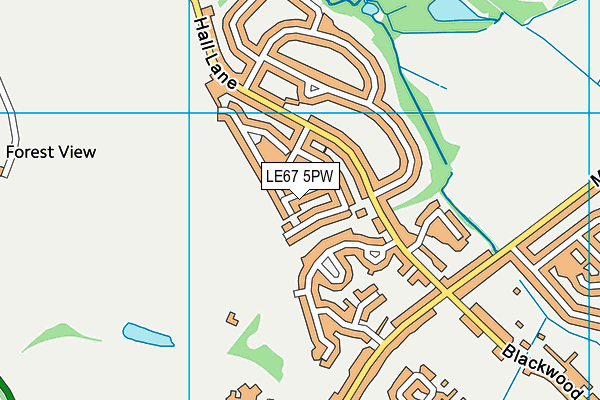 LE67 5PW map - OS VectorMap District (Ordnance Survey)
