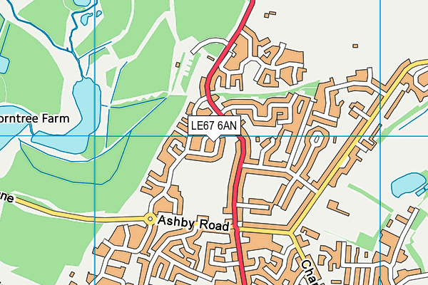 LE67 6AN map - OS VectorMap District (Ordnance Survey)