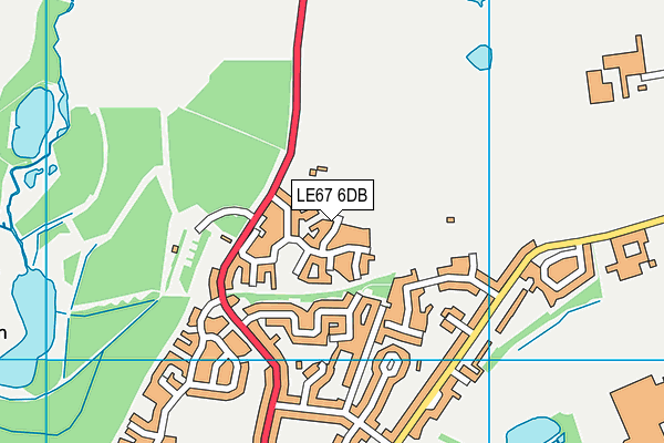 LE67 6DB map - OS VectorMap District (Ordnance Survey)