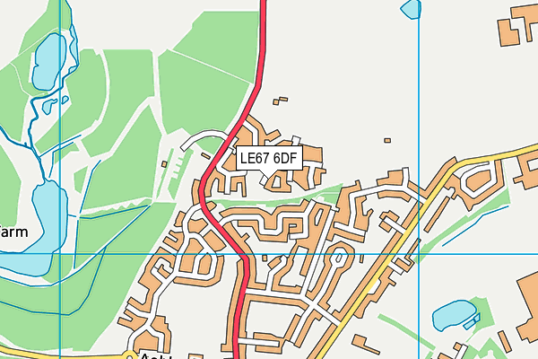 LE67 6DF map - OS VectorMap District (Ordnance Survey)