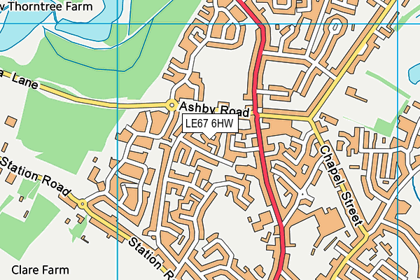 LE67 6HW map - OS VectorMap District (Ordnance Survey)