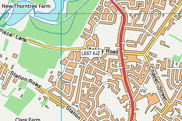 LE67 6JZ map - OS VectorMap District (Ordnance Survey)
