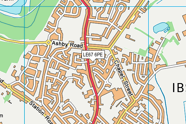 LE67 6PE map - OS VectorMap District (Ordnance Survey)