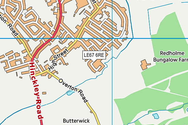 LE67 6RE map - OS VectorMap District (Ordnance Survey)
