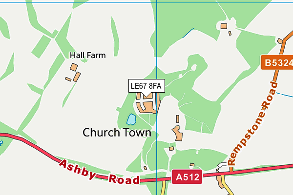 LE67 8FA map - OS VectorMap District (Ordnance Survey)