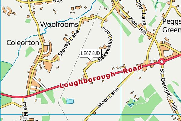 LE67 8JD map - OS VectorMap District (Ordnance Survey)