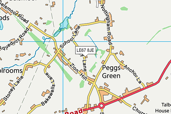 LE67 8JE map - OS VectorMap District (Ordnance Survey)