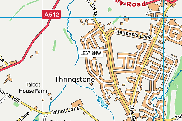 LE67 8NW map - OS VectorMap District (Ordnance Survey)