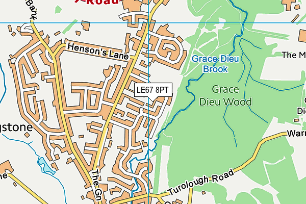 LE67 8PT map - OS VectorMap District (Ordnance Survey)