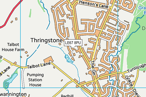 LE67 8PU map - OS VectorMap District (Ordnance Survey)