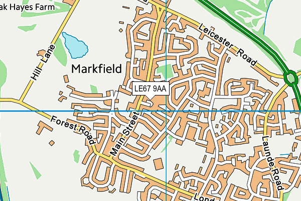 LE67 9AA map - OS VectorMap District (Ordnance Survey)