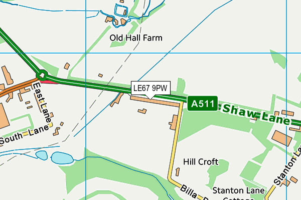 LE67 9PW map - OS VectorMap District (Ordnance Survey)