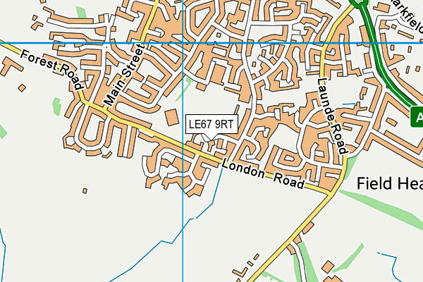 LE67 9RT map - OS VectorMap District (Ordnance Survey)