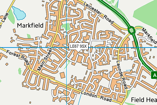 LE67 9SX map - OS VectorMap District (Ordnance Survey)