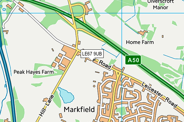 LE67 9UB map - OS VectorMap District (Ordnance Survey)